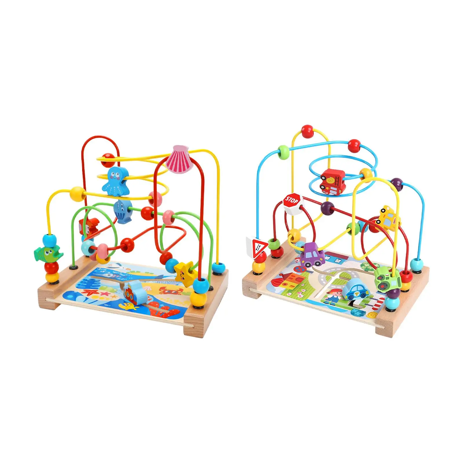 

Wooden Bead Maze Toys Sensory Skills Math Early Shape Educational Circle Toy Preschool for for Kids Boy Girl Gift New Year Gift