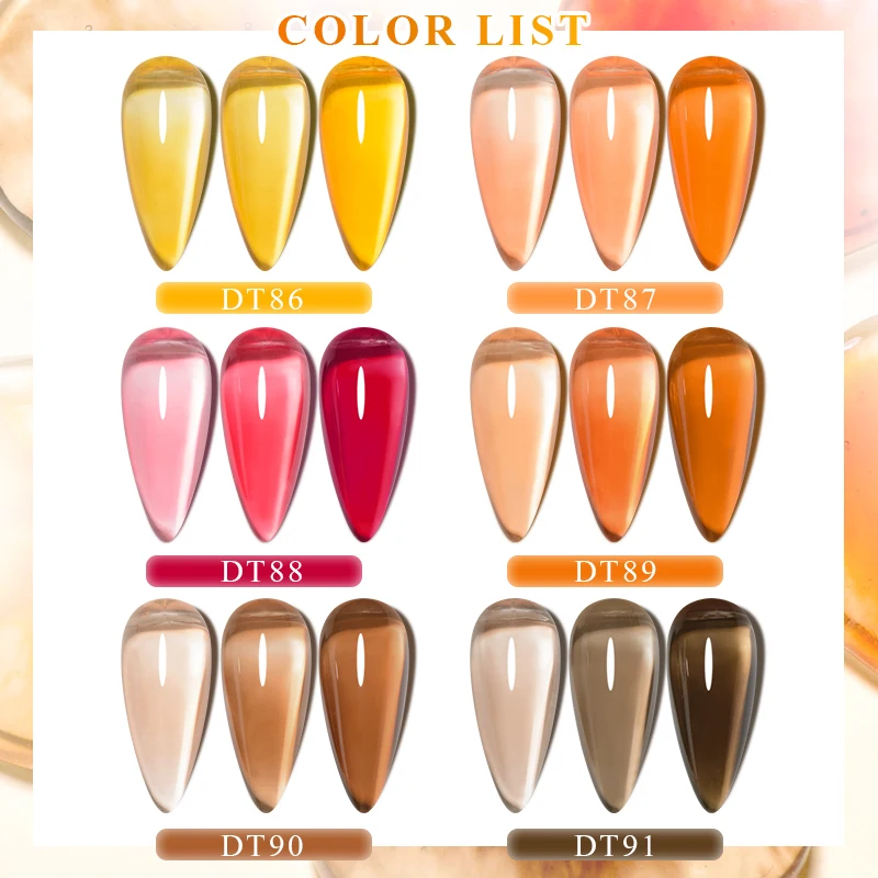 MEET ACROSS 7ml Vintage Amber Gel Polish Translucent Jelly Nail Gel Soak Off Uv Led Semi Permanent Manicure Nail Polish 4