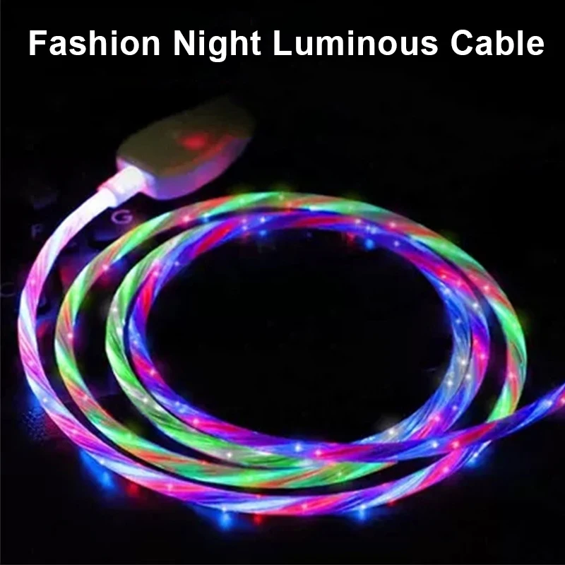 

YOCPONO LED Charging Cable Night Flash Light Universal Phone Charge Cable For Android TYPE-C Micro-USB