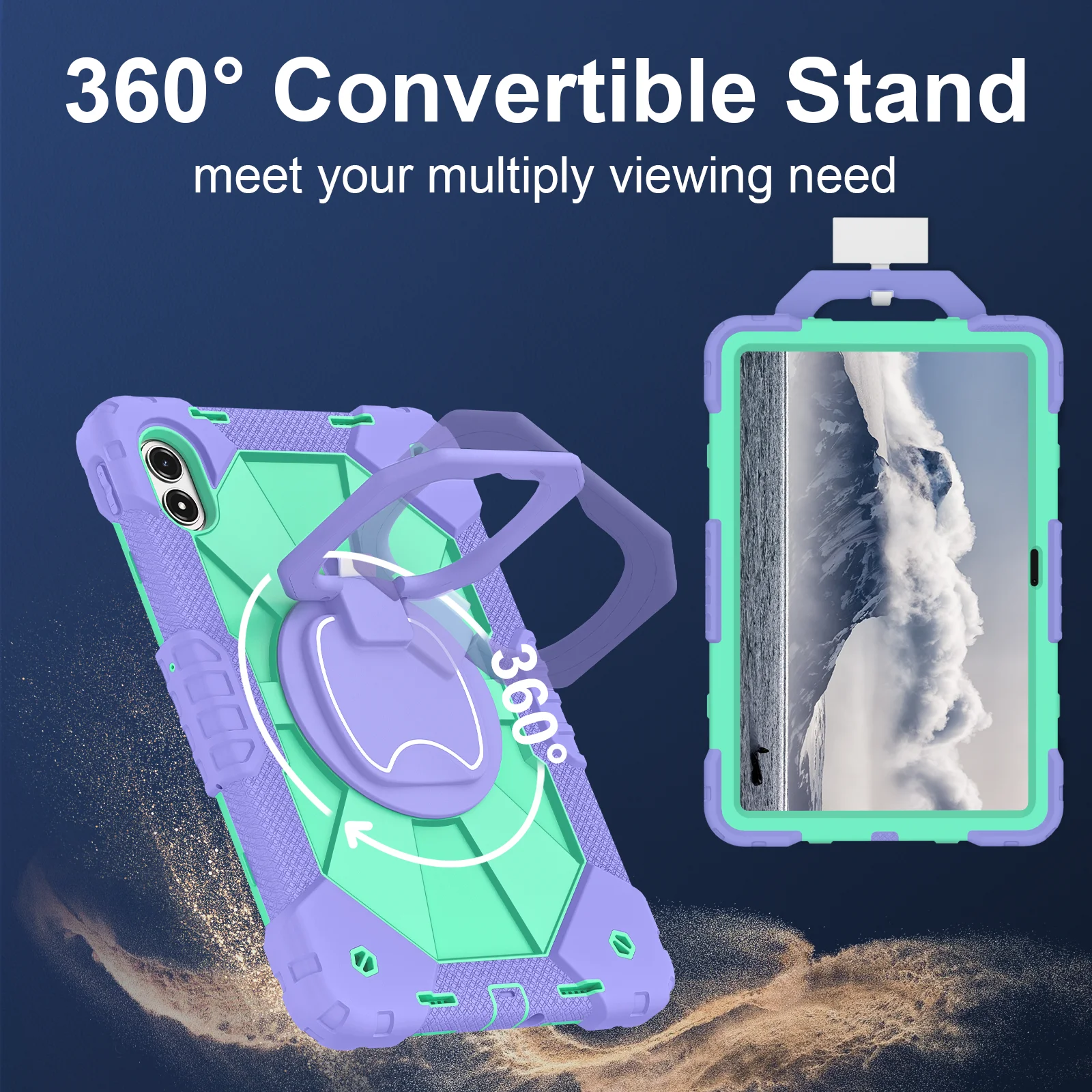 Heavy Duty Shockproof Tablet Case with Stand & Shoulder Straps - Silicone + PC