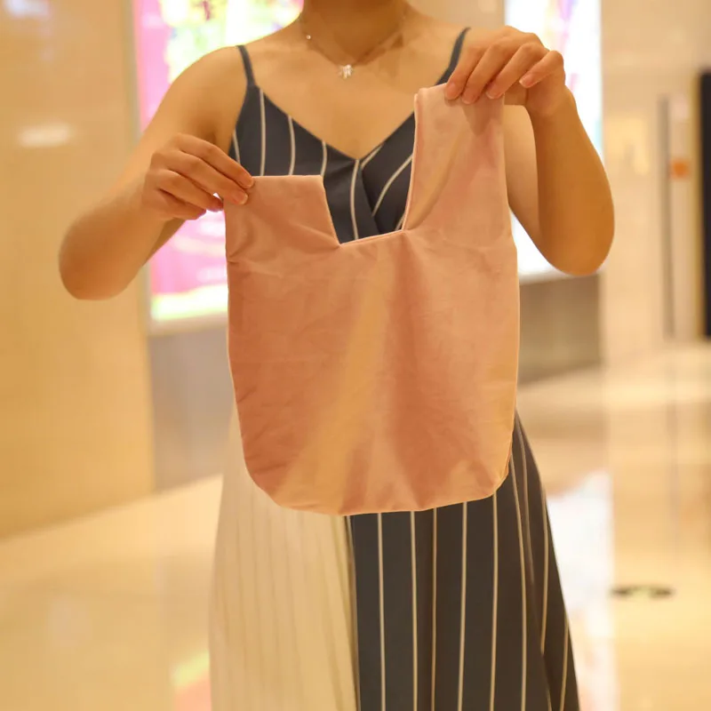 1 PC Lady Velvet Eco-friendly Tote Bags Foldable Bag Mobile Zero Wallet Cosmetics Gift Packaging Grocery Shopping Bags