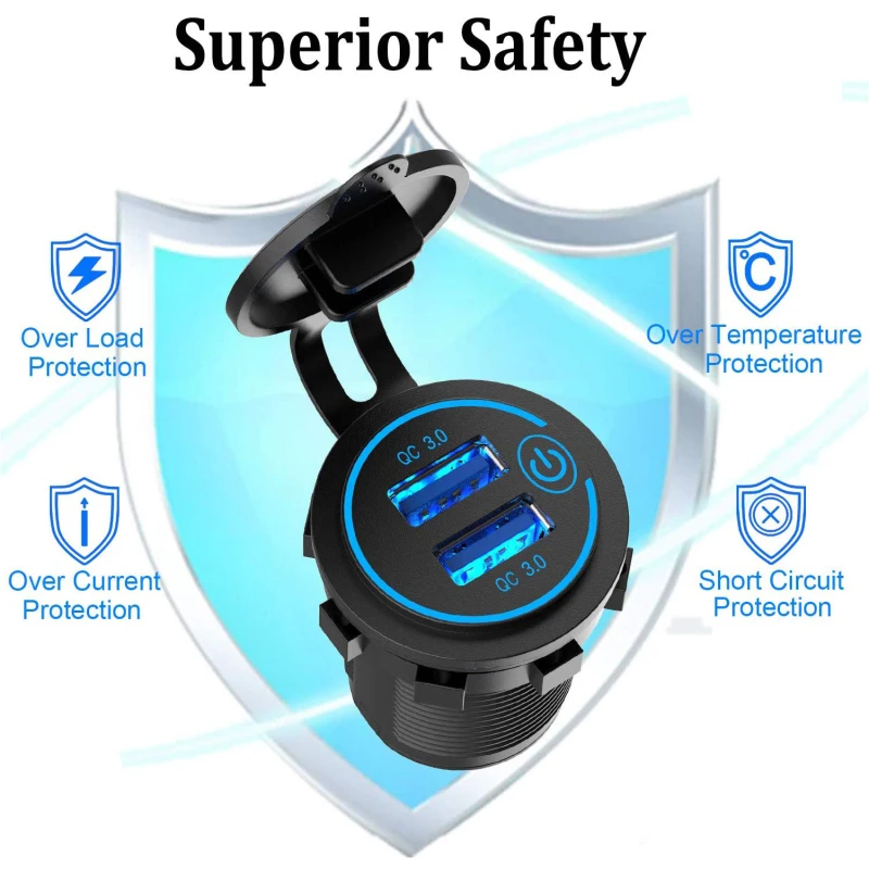   3.0  USB  ڵ   ׼  12V/24V QC3.0  ܼƮ ġ ġ  Led 