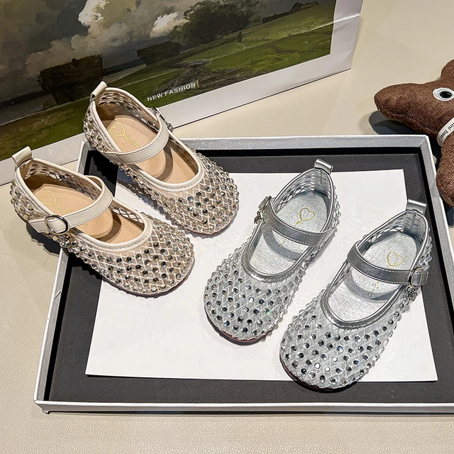 Sandales d'été pour enfants, nouvelles sandales à fond souple pour filles, chaussures de plage décontractées à paillettes, antidérapantes, maille respirante 1