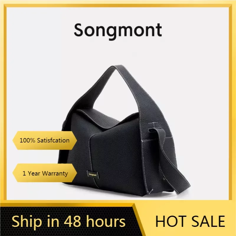 

Новинка 2024, женская сумка-тоут Songmont, роскошная брендовая дизайнерская сумка через плечо, кожаная Вместительная женская сумка