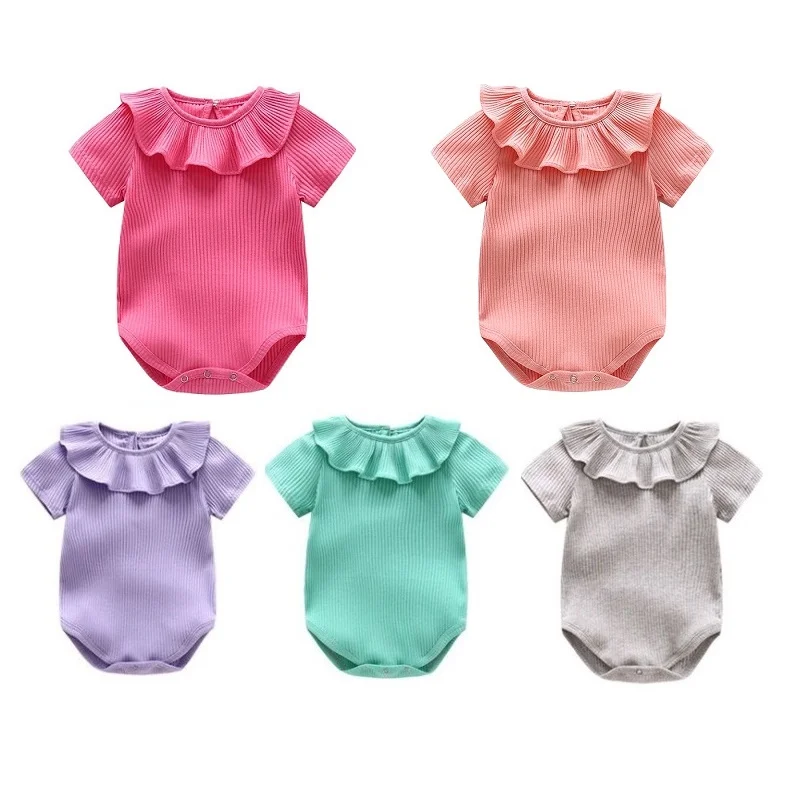 Newborn Infant Baby Rompers 0-2Years Summer Candy Ruffles Jumpsuit New born Baby Boy Girl Clothes Outfits