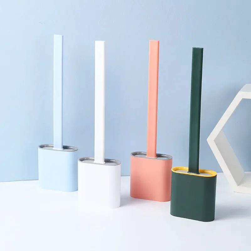 Xiaomi Mijia Toilet Cleaning Brush Flat Head Flexible Soft Bristles Brush Holder Toilet Silicone Cleaner toilet cleaning brush