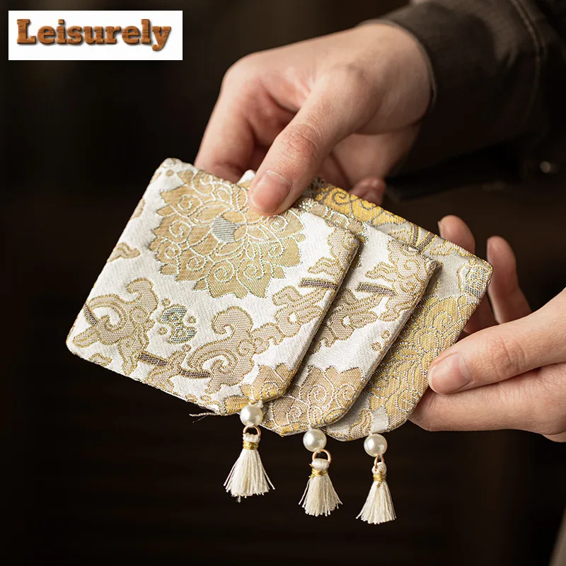 Retro Woven Brocade Tassel Coasters Luxury Hot Pad For Coffee Cups Saucer Anti-scald Placemats Teacup Base Tea Ceremony Gift