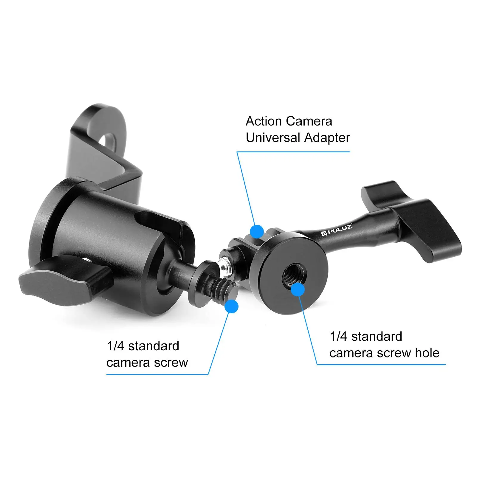 PULUZ Motorcycle Rearview Mirror Aluminum Alloy Action Camera Holder Mount