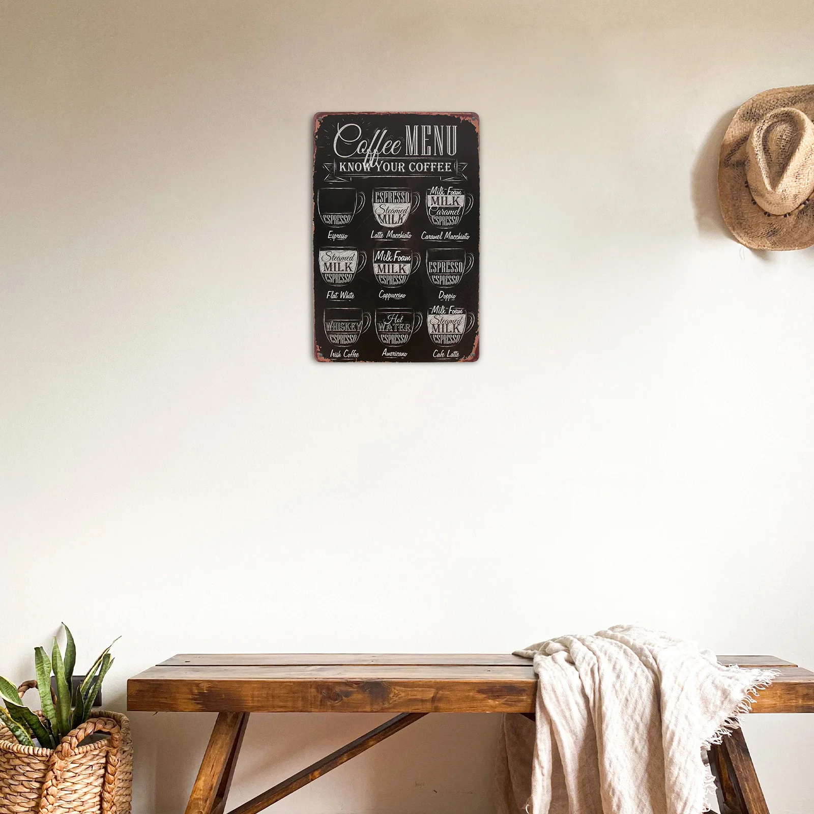 

Coffee Menu Poster Vintage Coffee Wall Picture Plaque Metal Hanging Cafe Wall Sign Decorative Wall Poster for Bar Pub