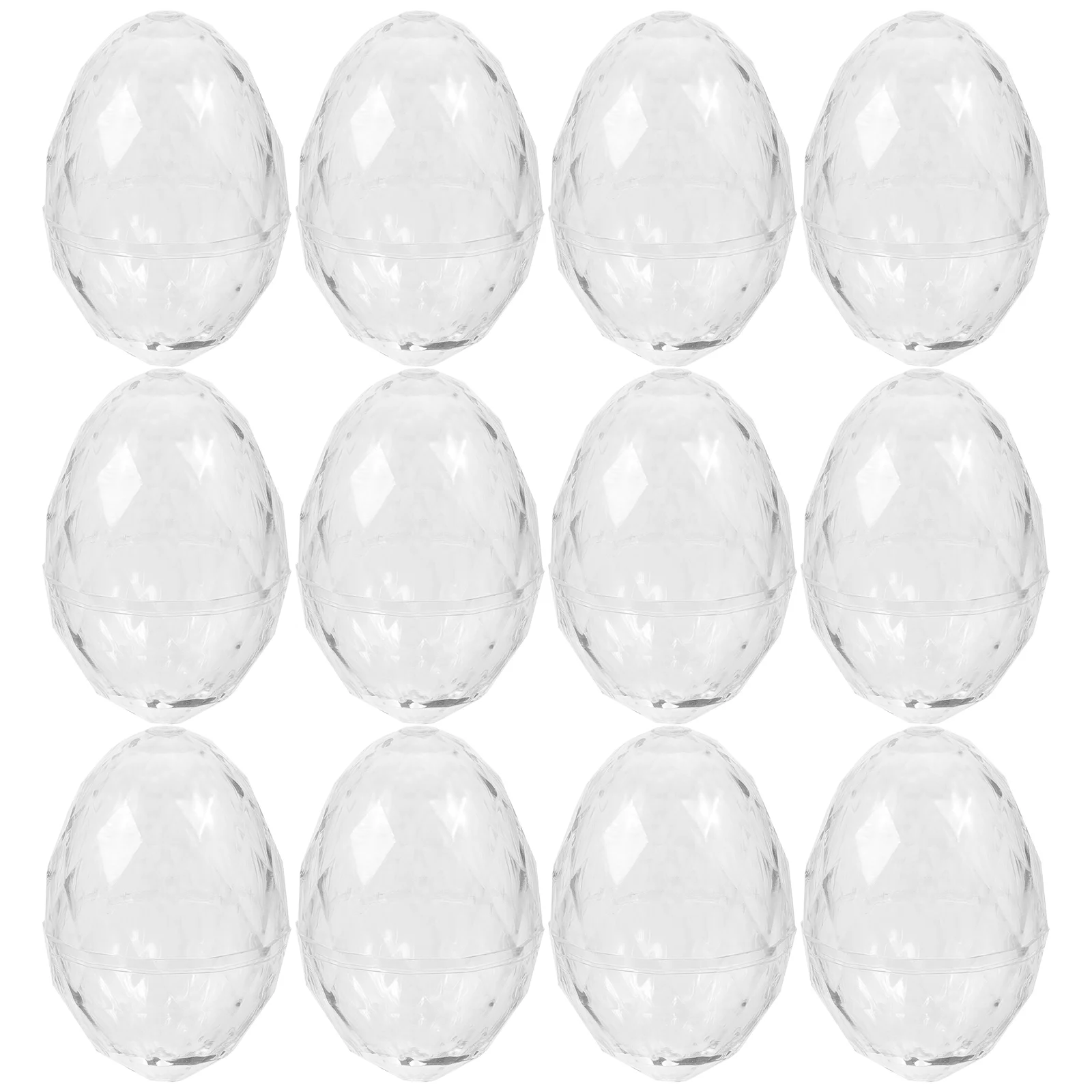 

12 pcs Egg Shape Fillable Ball Ornament Plastic Egg Shaped Ball DIY Candy Boxes for Party