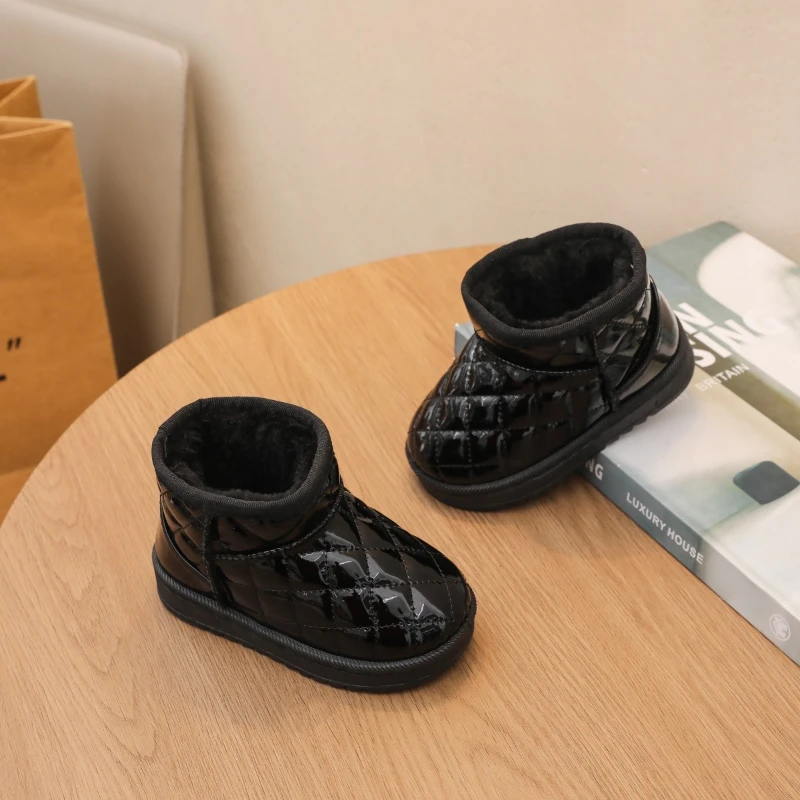 Black Cotton Winter Boots for Kids