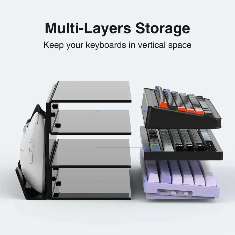 Acrylic Laptop Stand 3 Tiers Mechanical Keyboard Storage Ergonomic Transparent Stand for Macbook HP Dell Game Mouse Storage Rack laptop stand keyboard stand
