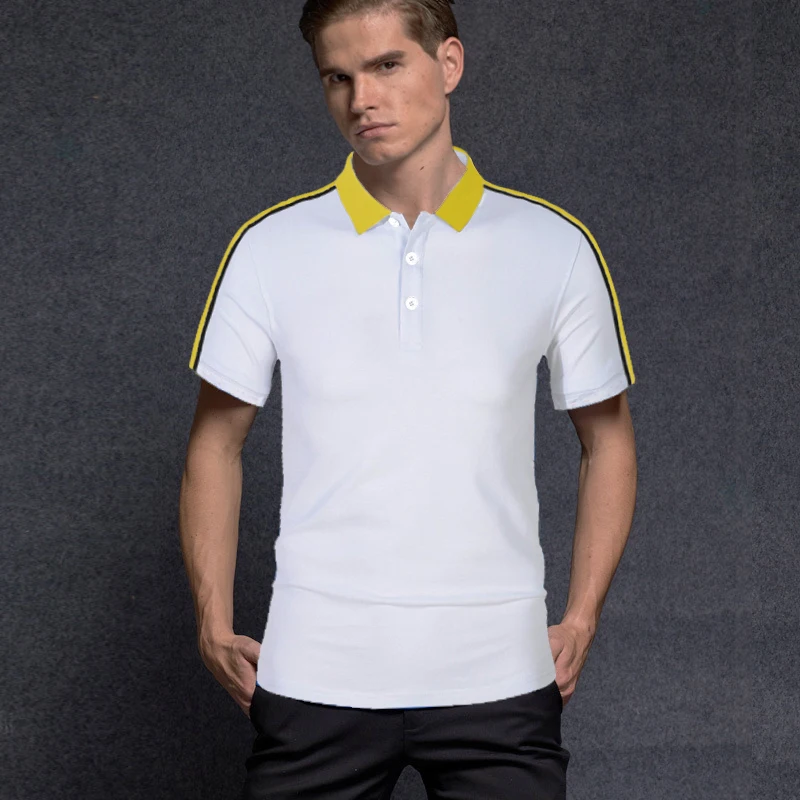 

Summer Color Blocking Men's Short Sleeve T-Shirt New Lapel Shirt Slim Fit POLO Shirt
