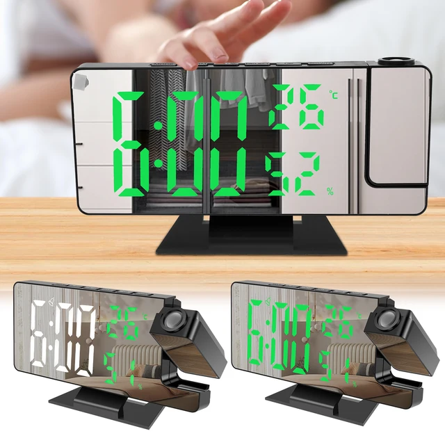 New Projection Alarm Clock with 180° Rotatable Projector 4 Level Dimmable Mirror Projection Clock 1