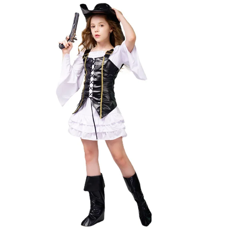 Halloween Girl Pirate Party Costume Cosplay Children\'s Girl Pirate Role Playing Costume Performance Costume  Halloween Costume
