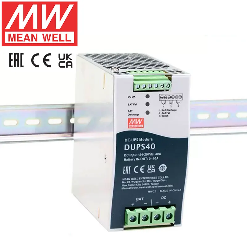 MEANWELL DUPS40 24V 40A DIN Rail Uninterruptible DCUPS Controller