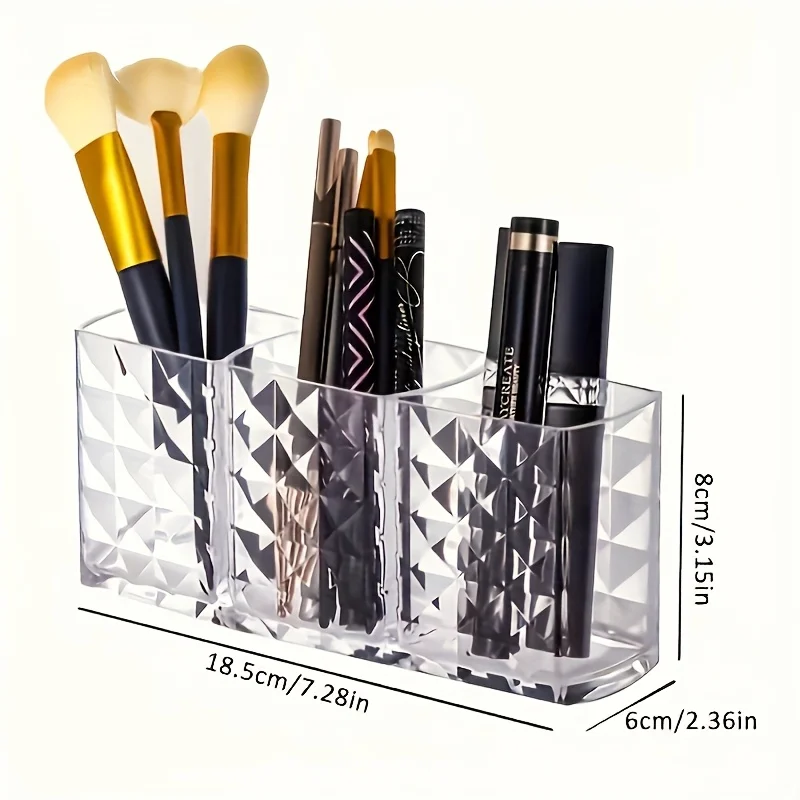 Cosmetics Storage Basket, with 3 Compartments, Transparent Cosmetics Storage Box, Suitable for Desktop and Cosmetics Storage