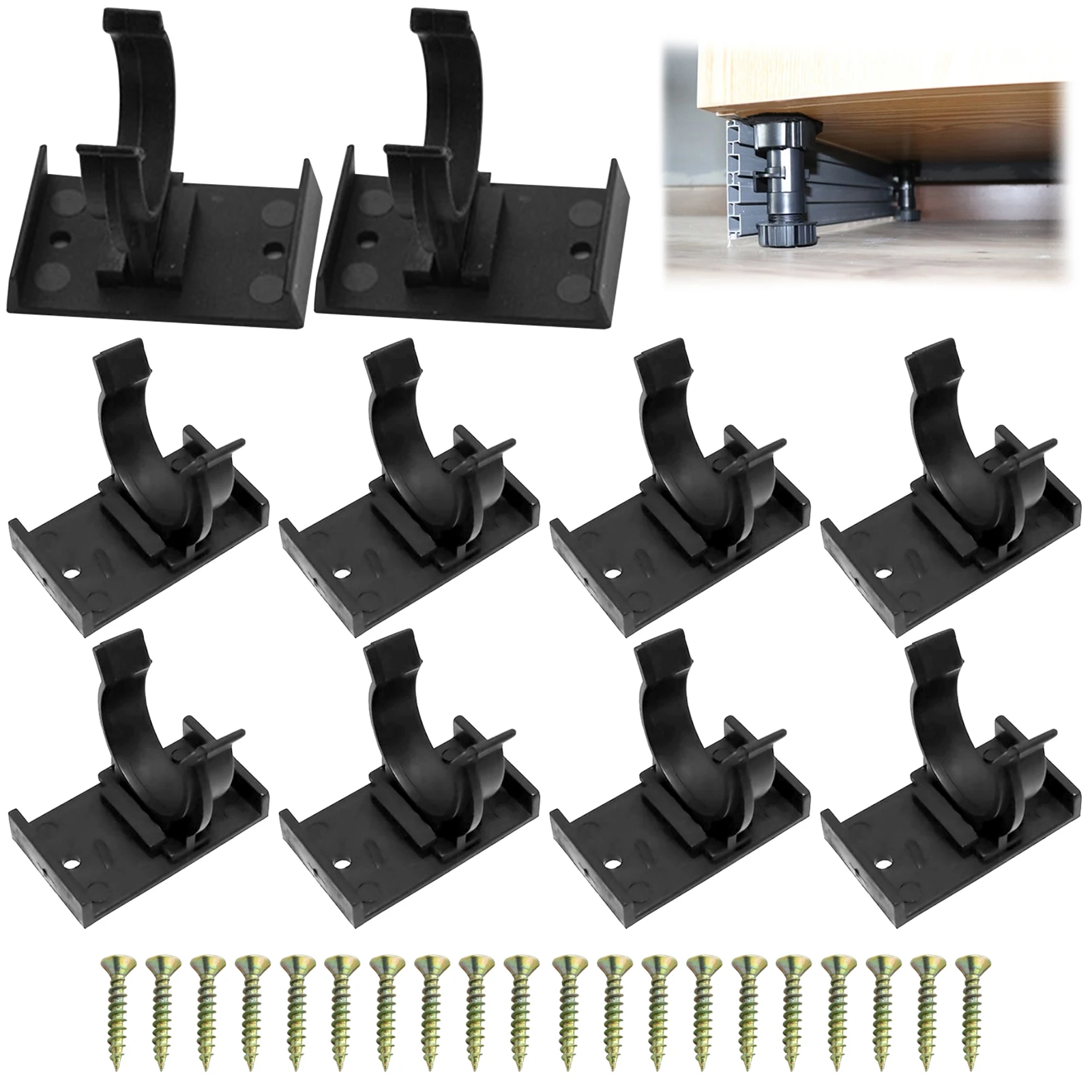 Cabinet Door Hinges Cabinet Handles Cabinet Safety Locks 10pcs Adjustable Cabinet Foot Set With Self Tapping Screws Plastic Plinth Clip Bathroom