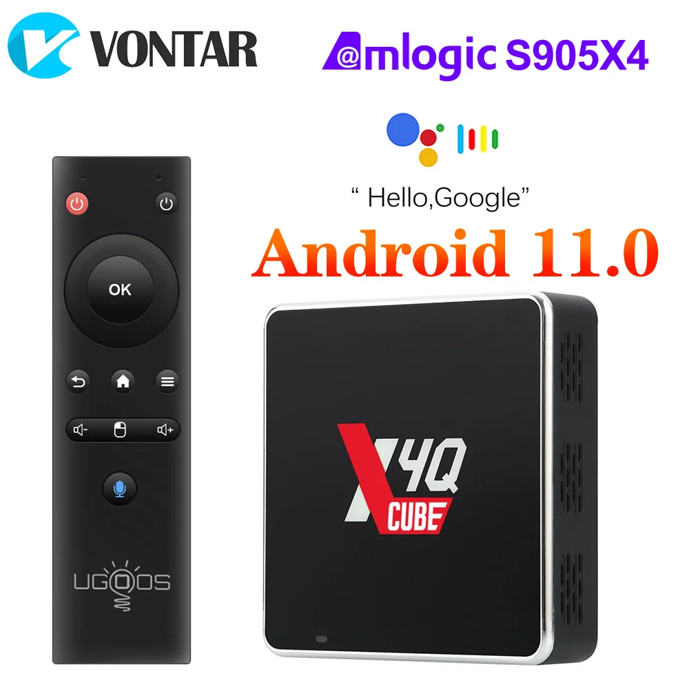 UGOOS-Boîtier TV X4Q Cube Pro, 4 Go/128 Go, Android 11, Winevine L1, Amlogic S905tage, 1000M, BT, 4K, Google Voice, 2/16/32 Go, LPDDR4
