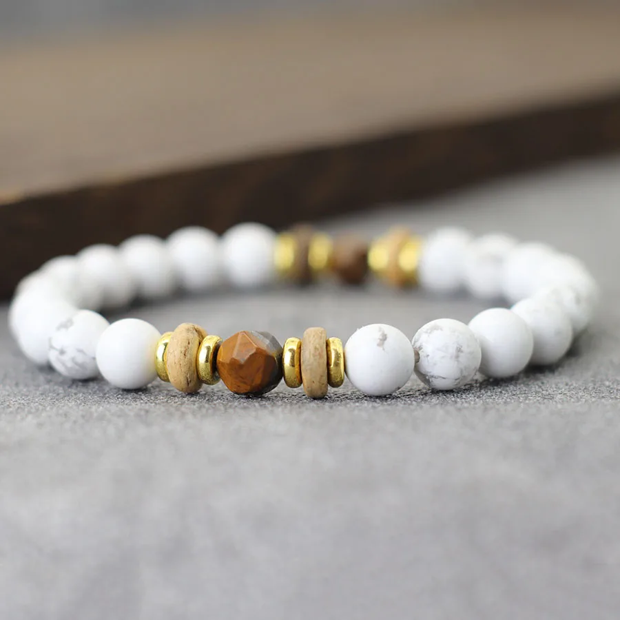 Men Natural Stone Handcrafted Tiger Eyes Beads Bracelet