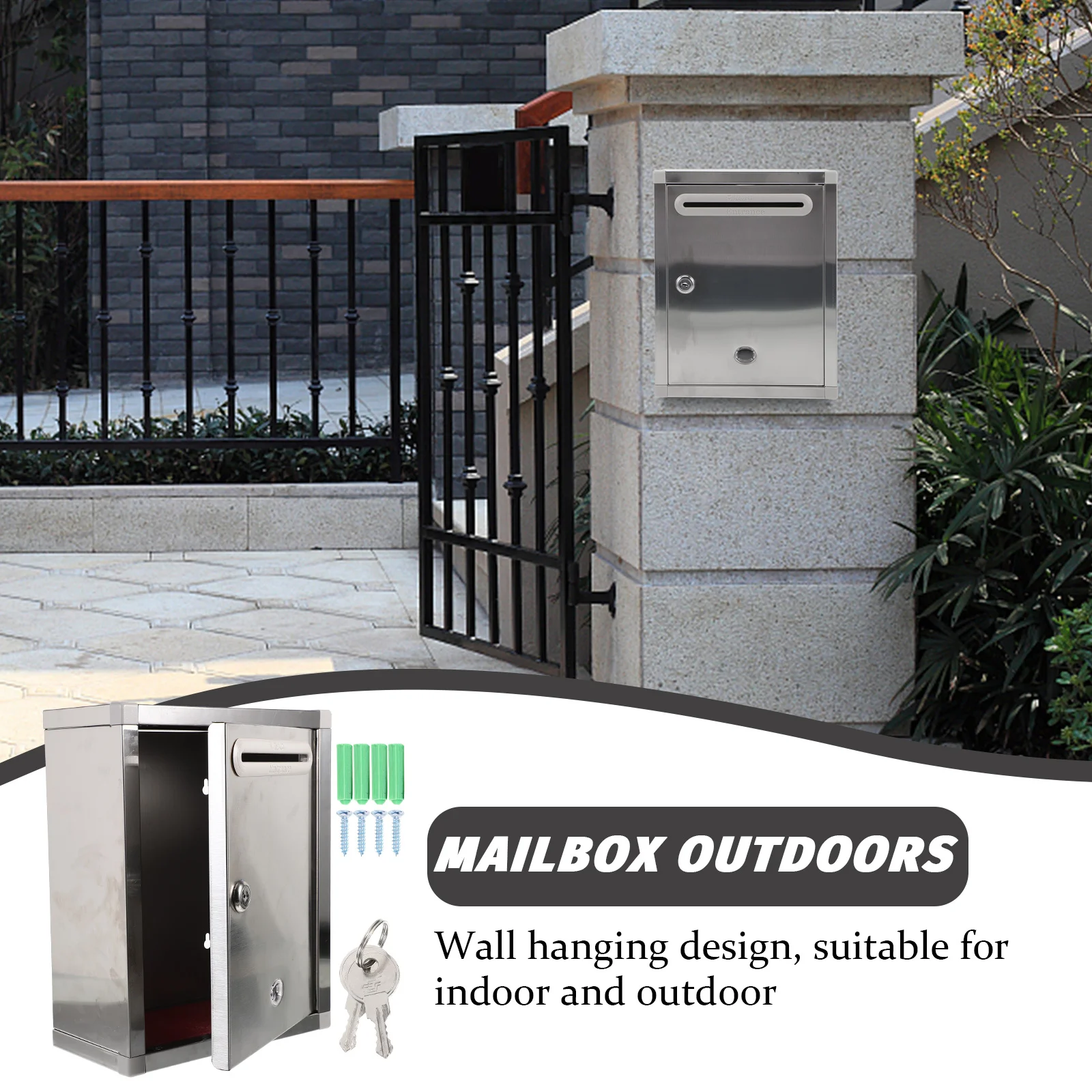 Outdoor Mailbox Office Wall Mount Mailboxes Stainless Steel Suggestion Collect Bin Rust-proof