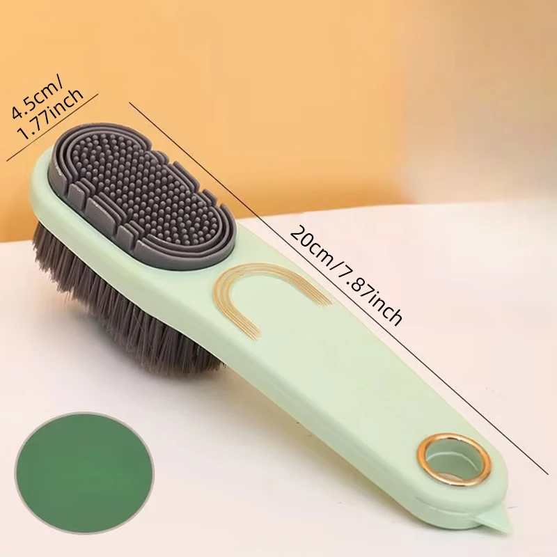Double Sided Shoe Cleaning Brush with Soft Bristles & Silicone Scrubber Long Handle for Sneakers Leather And Fabric Shoes