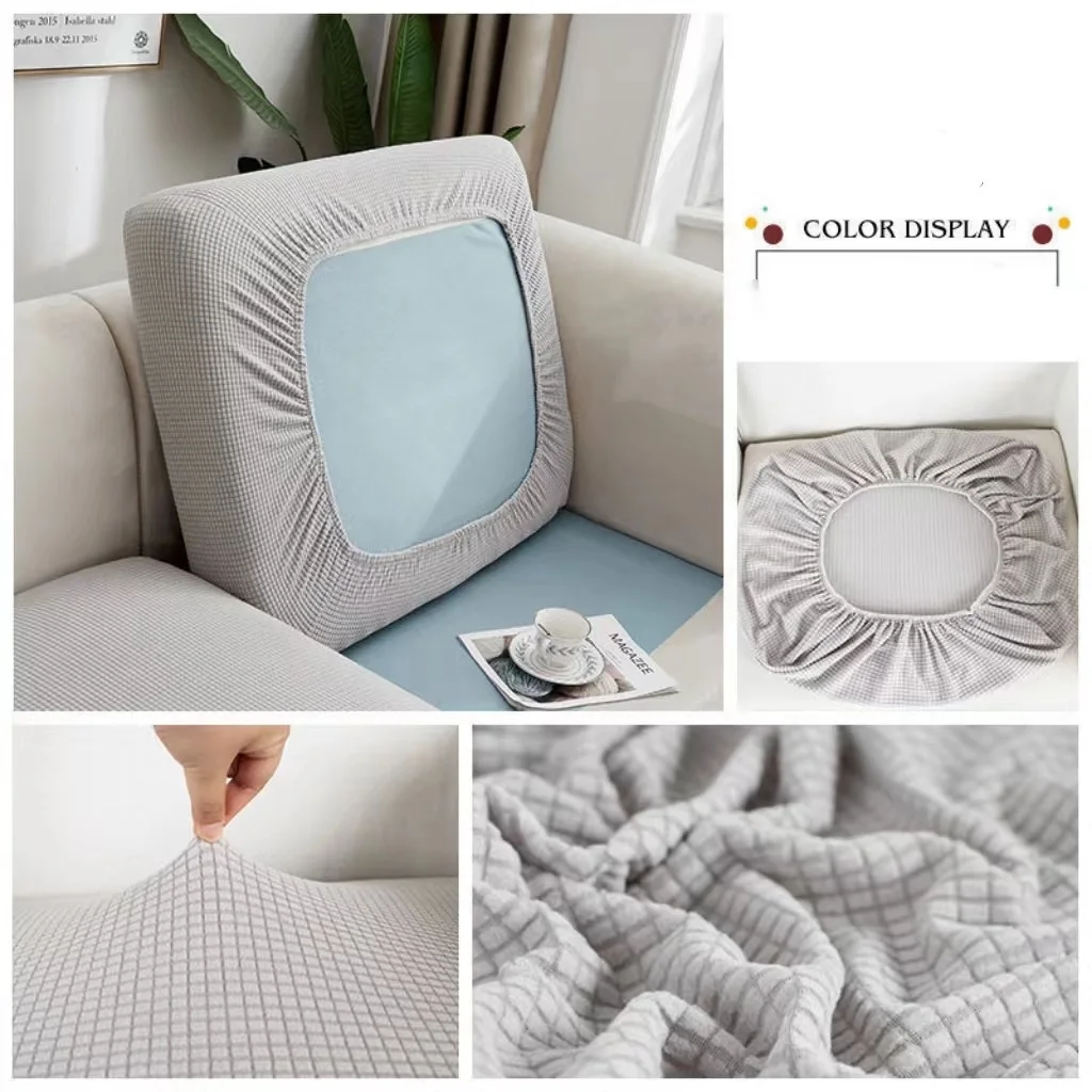 Jacquard Stretchable Sofa Cushion Cover - Washable & Removable Polar Fleece Slipcover