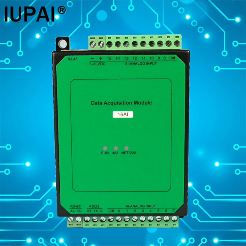 

16AI 16-channel Analog Input 4-20mA 0-10V Ethernet RTU Module 0.1% Precision ADC Acquisition Transmission Industrial Controller