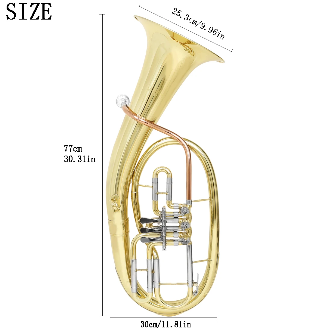 SLADE Triple Key Flat Tenor Number Brass Material Brass Instrument Number for Beginner Level Exam Band Performance