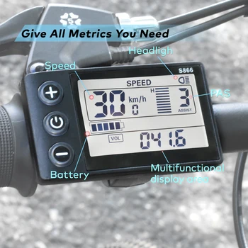 【Haytrix-S866】 Computer per Bicicletta Elettrica, Tachimetro Cablato, Display per Scooter, Schermo LCD, Contachilometri per Ciclismo