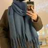 Thickened Solid Color Scarf Women's Winter New 2023 Korean Style Ins Winter Student Versatile Shawl Neck White 4