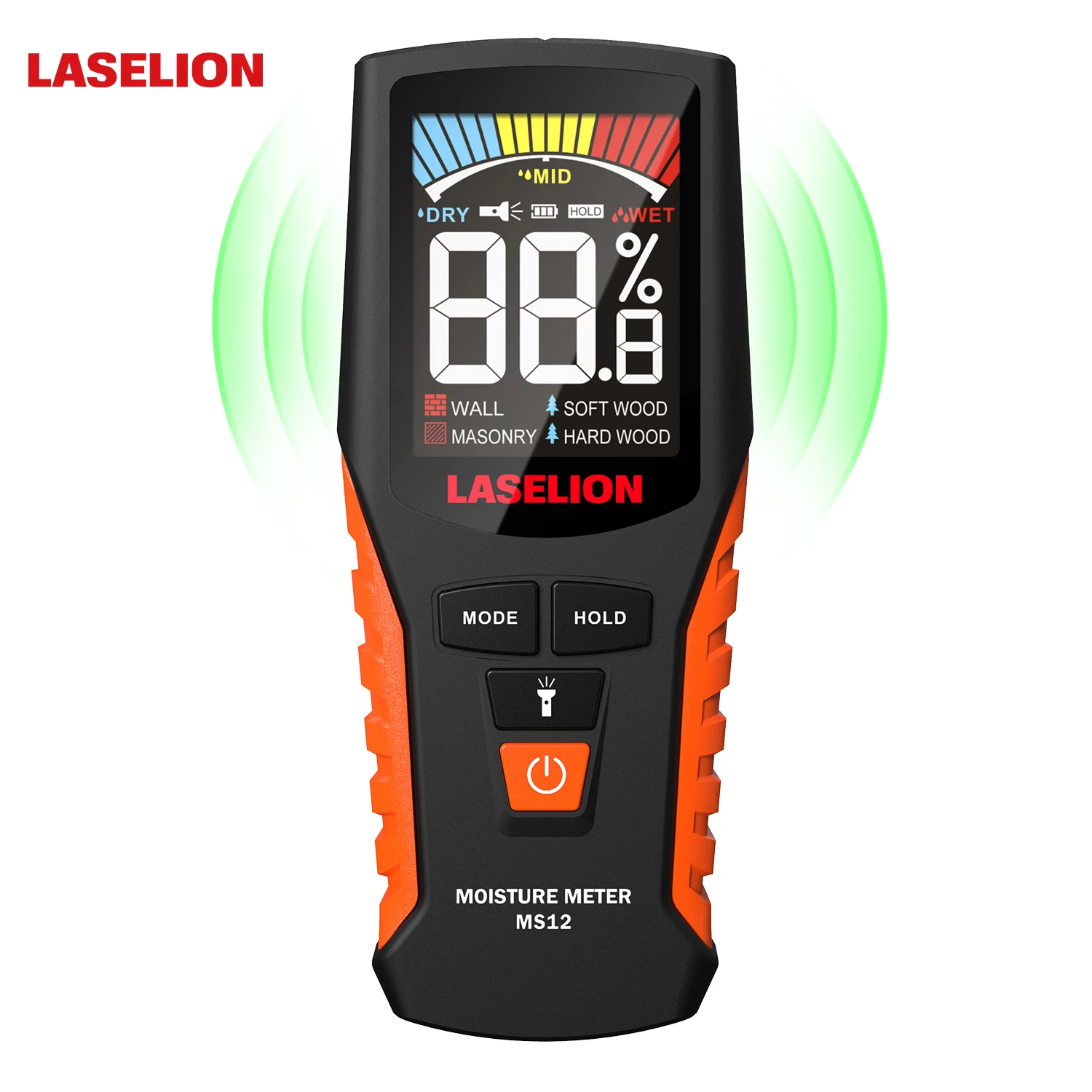 Wood Moisture Meter Laselion Inductive Wood Moisture Meter Hygrometer Non-contact Timber Damp Wall Detector Non-destructive Pinless Humidity Tester wood moisture meter