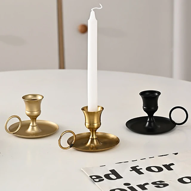 Metal Candle Holder Desktop Candlestick Adornment Candle Holder With Handle Centerpiece Dining Table Wedding Festive Decoration