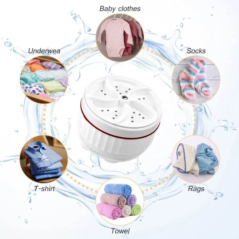 Mini Portable Washing Machine USB Charging Ultrasonic Washer Machine Fit for Laundry Bucket Basin Bathroom Sink