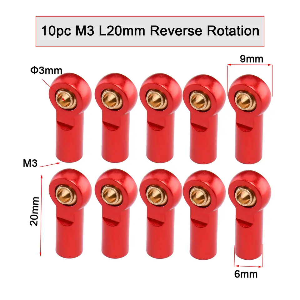 10PCS Aluminum Alloy M3 Link Rod End Ball L18mm/20mm/26mm Metal Rod End Ball For Rc Boat Airplane RC Crawler Car Truck Buggy image 19