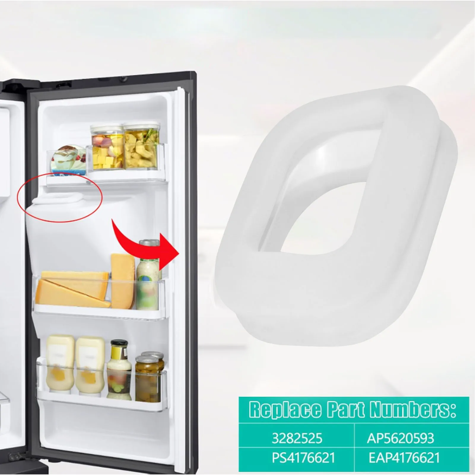 Refrigerator Dispenser Ice Chute Cap and Gasket Assembly DA97-12594A Fridge Dispenser Ice Bucket Gasket Seal