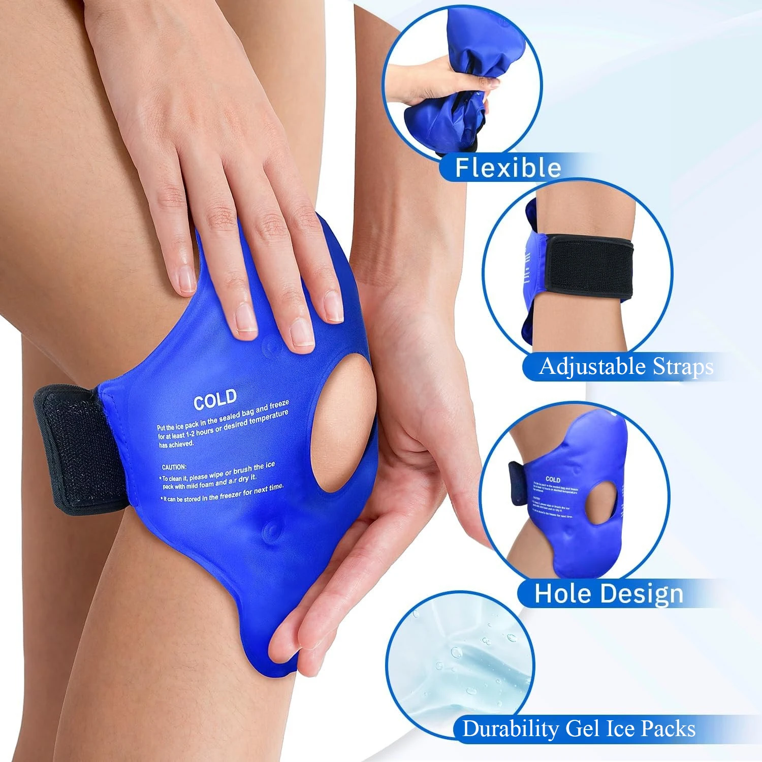 Ice Pack for Knee Pain Relief Reusable Gel Ice Wrap for Leg Swelling Replacement Surgery Cold Compress Therapy for Arthritis