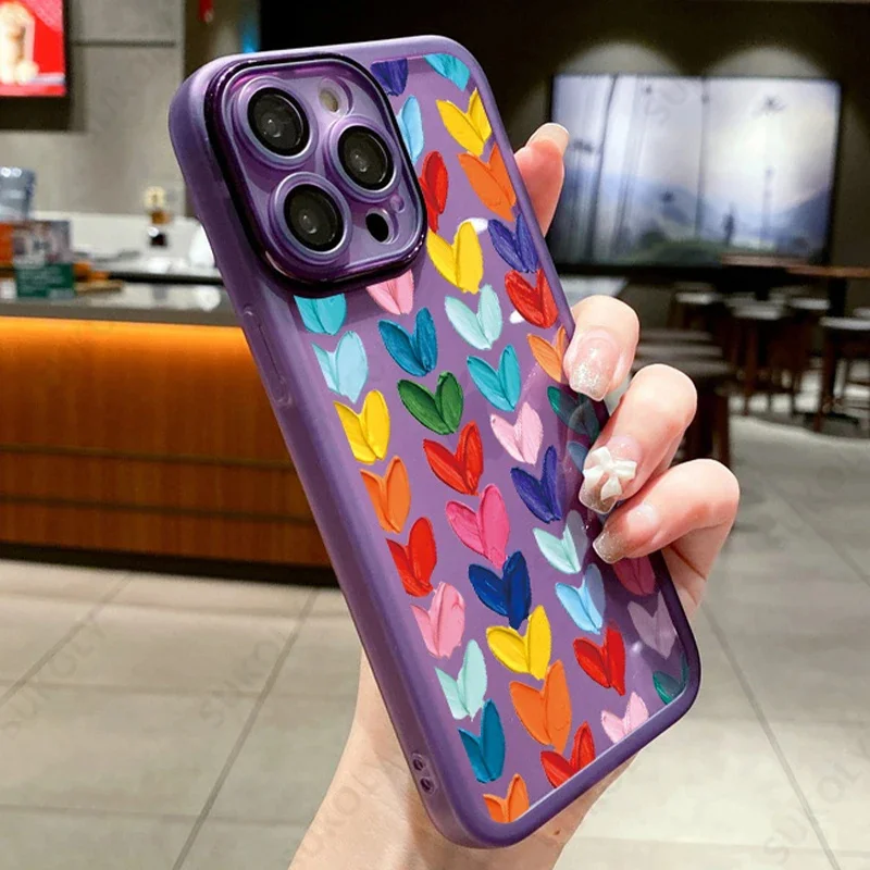 thumbnail image 1 of Transparent Cute Love Heart New Year Gift Silicone Phone Case For iPhone 15 Pro Max 14 Pro 13 12 14 Pro Max 11 Soft Back Cover, 1 of 5