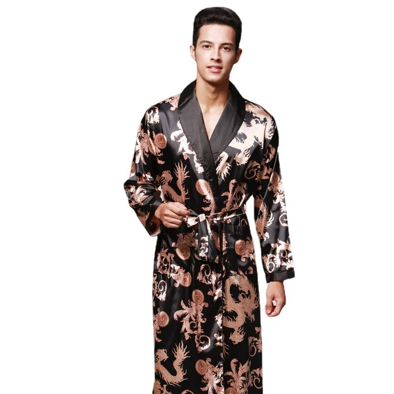 Silk Satin Robe Men's Bathrobe Nightgown Kimono Dressing Gown Bathrobe Women Sleepwear Couple Pajamas Sets