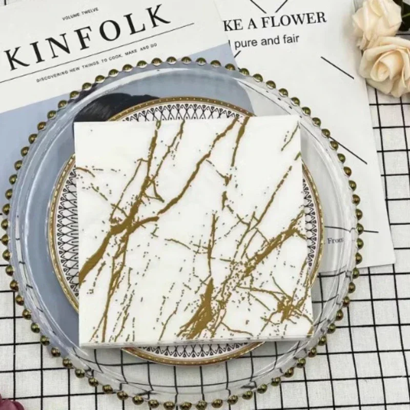 10/20pcs/Pac 33*33cm 2-Ply Printed Napkins White Marble Printed Paper Napkins Home Party Placemats Butterfly Bart Paper paper napkins disposable paper placemats