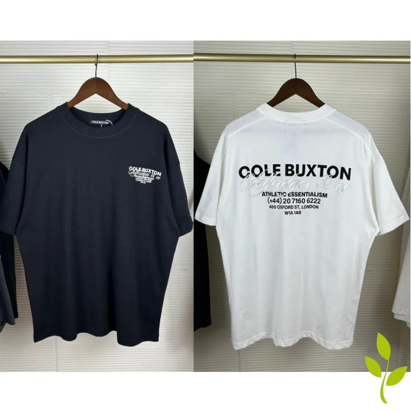 

Classic Black White Silver Powder lettering Slogan Print Cole Buxton T-shirt Trend Street Short Sleeve T Shirt for Men Women