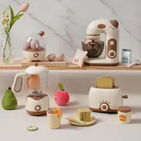 Robud Kids Toy Kitchen Set Wooden Play Kitchen Appliances with Toaster Mixer Blender  kitchen Playset for kids 4-Set 2