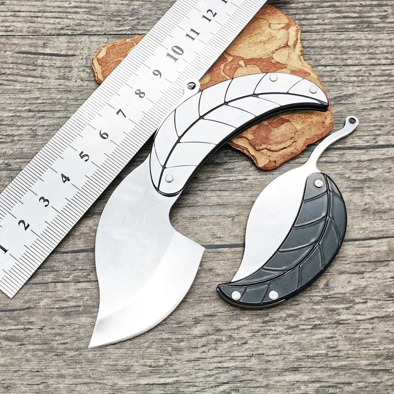 Dobeli 3CR13 Stainless Steel Leaf Folding Knife Keychain Sharp Blade Outdoor Camping Portable Pocket Knife Hand Tool