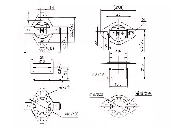 10 Teile/los KSD302 Temperatur Schalter Thermostat Sensor Keramik 16A/250V Normalerweise Geschlossen 40-150 Grad – Detail 1