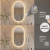 Led Bathroom Mirror for Wall Mounted Oval Lighted Vanity Mirror with Lights Backlit, Frameless Wall Mirror with Lights Anti-Fog 4