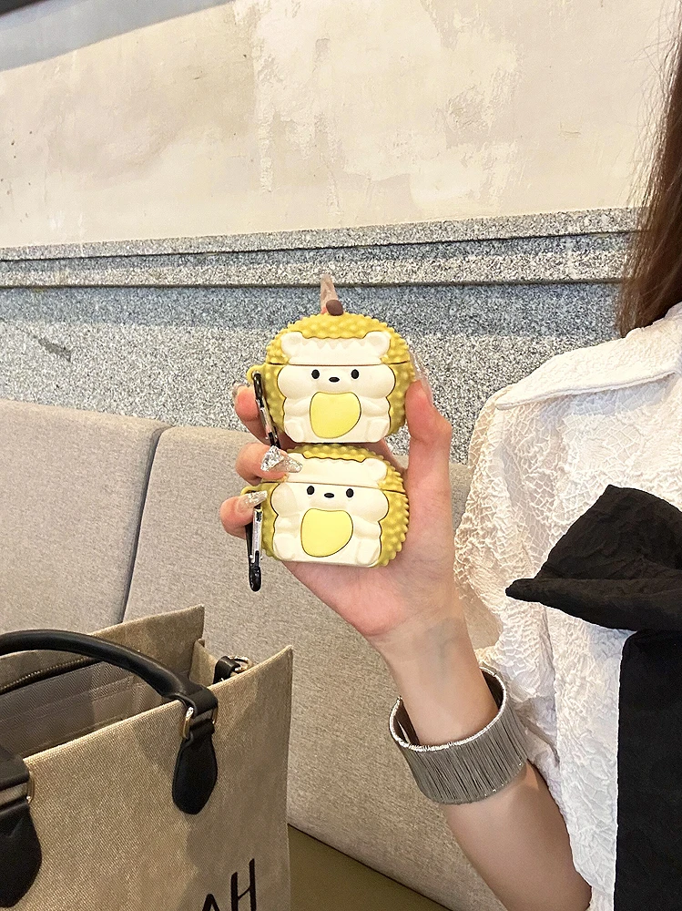 Cute Durian Groundhog Headphone Case For Airpods1\2\3\Pro Silicone Bluetooth Wireless Protective Cover Soft Headphone Bag