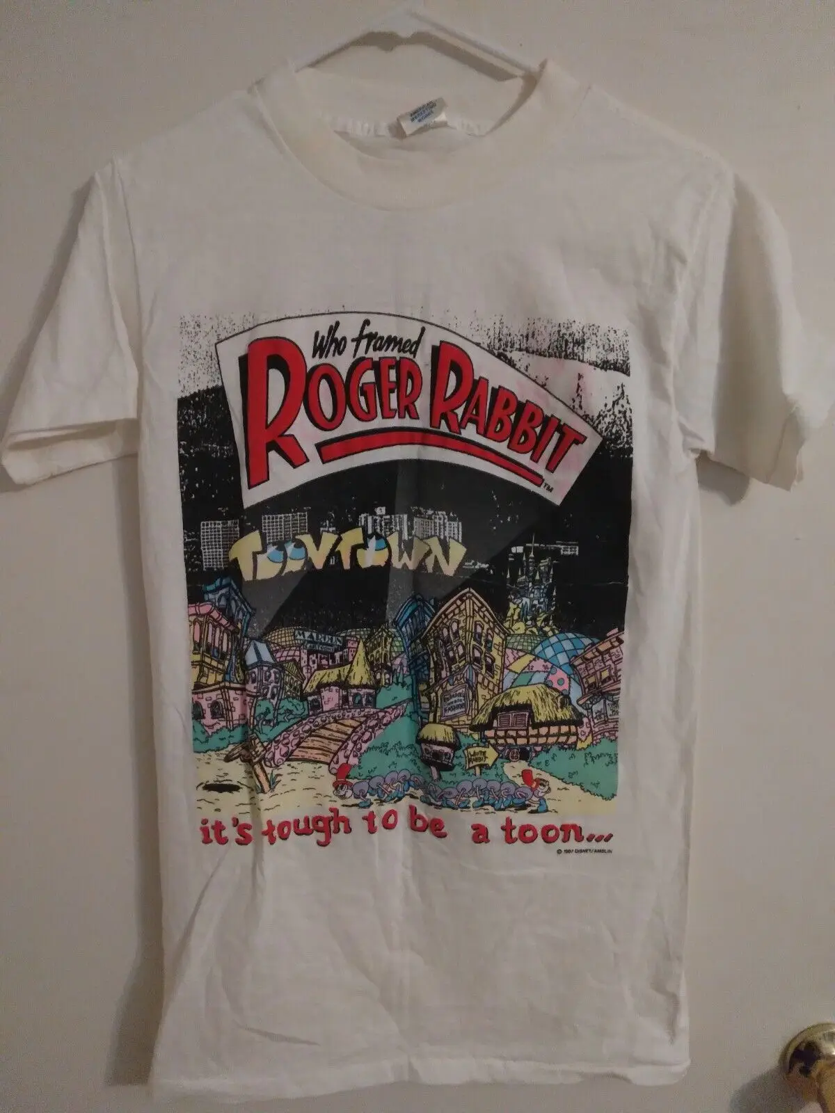 T-Shirt Roger Rabbit Con Cornice 1987 Estremamente Rara Piccola