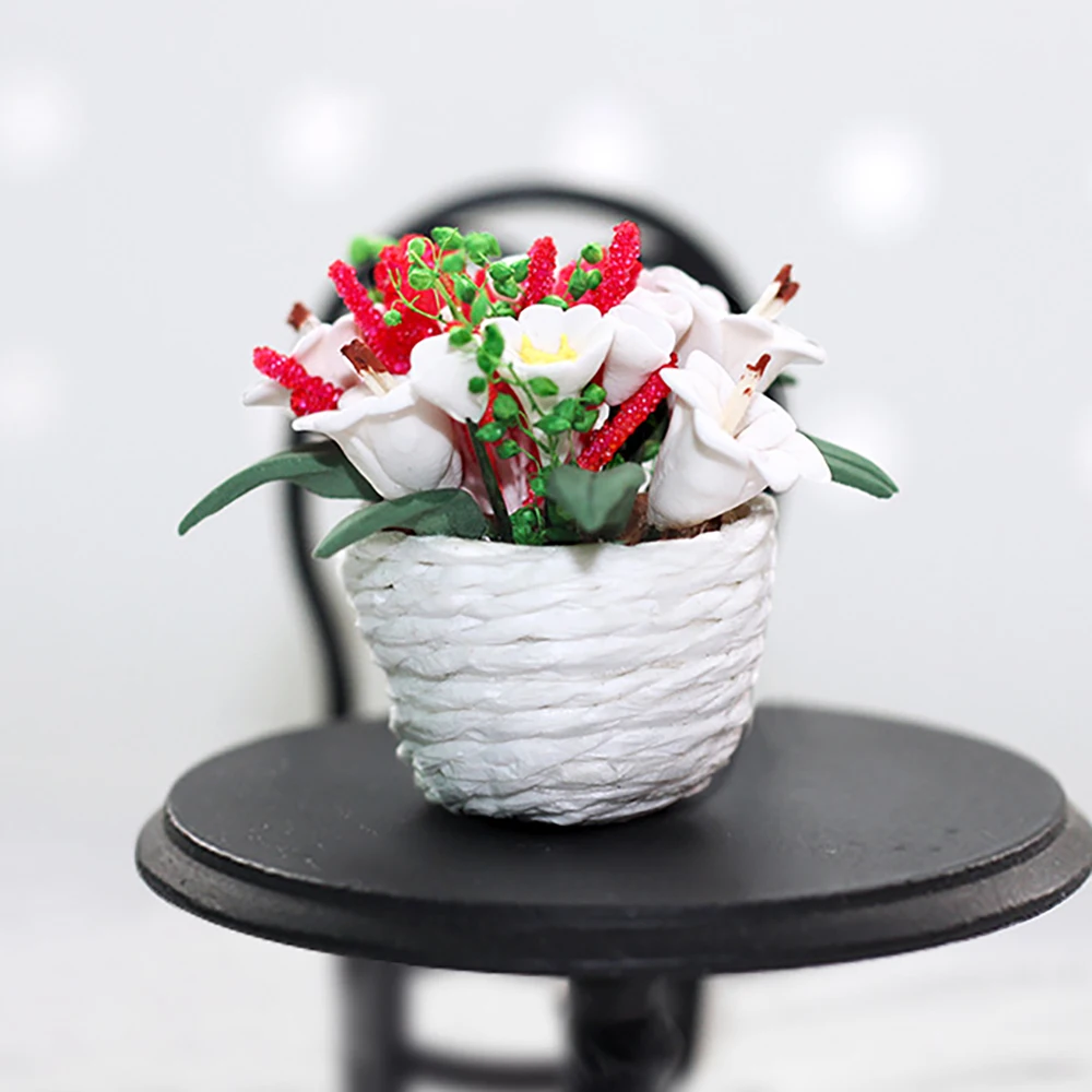 

1Pcs 1/12 Dollhouse Accessories Miniatures Flower Arrangement Mini Potted Plant Model Toy for Doll House Decoration OB11 bjd