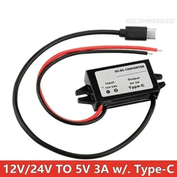 Universal Car Buck Converter 12V/24V to 5V 3A DC - DC Step Down Voltage Power Supply Adapter - 5V 3A (Type - C 15W)