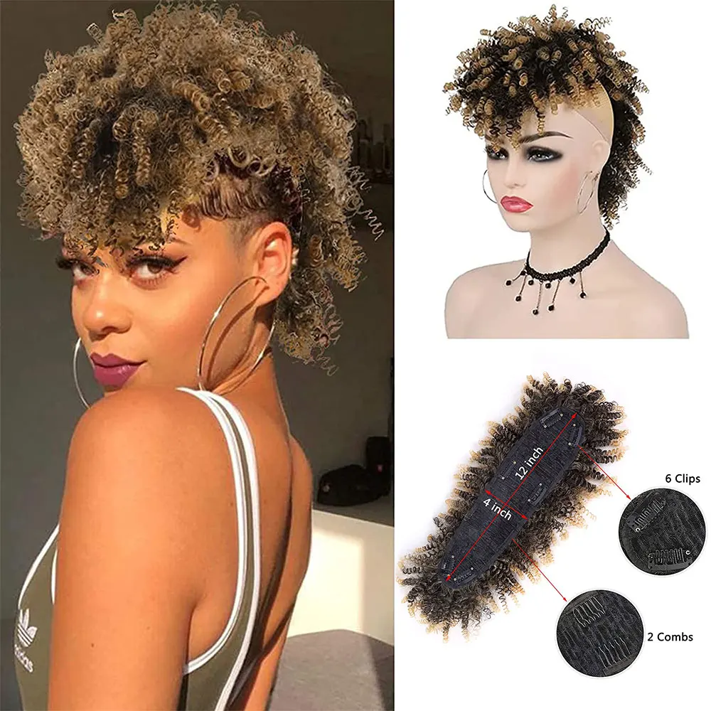 Synthetic High Puff Afro Mohawk Ponytail Extension Image 5